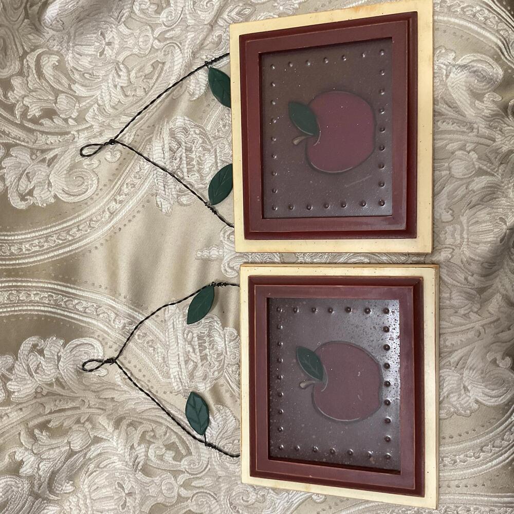 Set of 2 Rustic Apple Wall Hangings